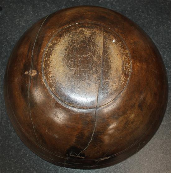 A 19th century turned fruitwood bowl, 14.25in.